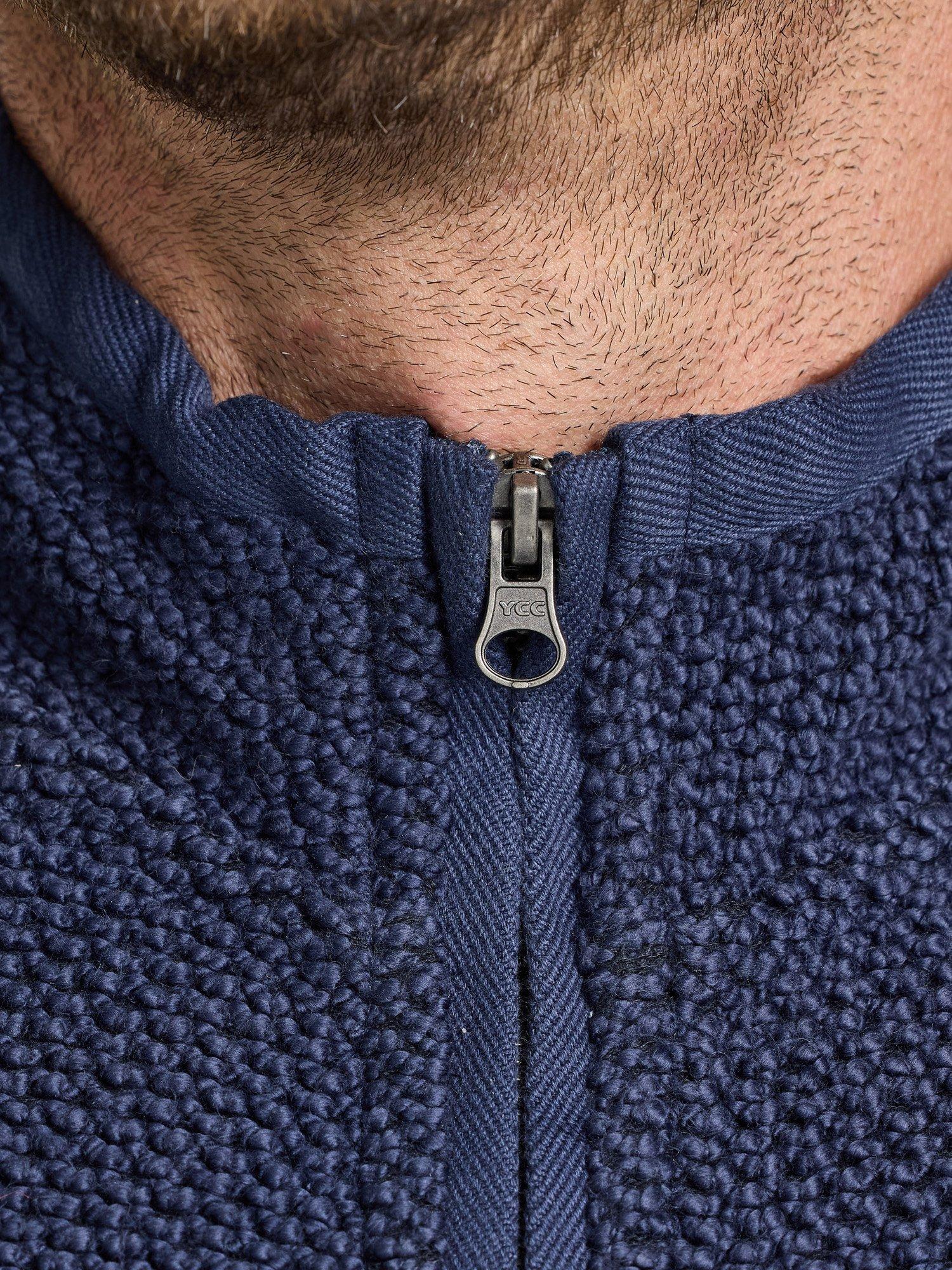 Product image 4 of 7, which shows Raging Bull Cotton Zip Through Textured Jacket, Navy, S