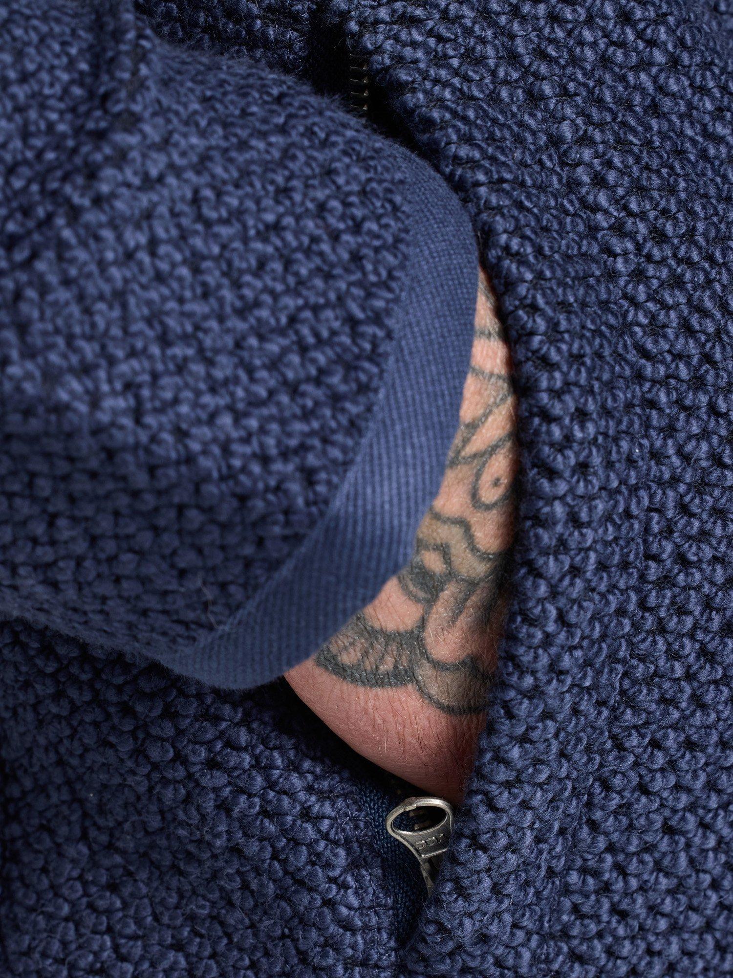 Product image 6 of 7, which shows Raging Bull Cotton Zip Through Textured Jacket, Navy, S