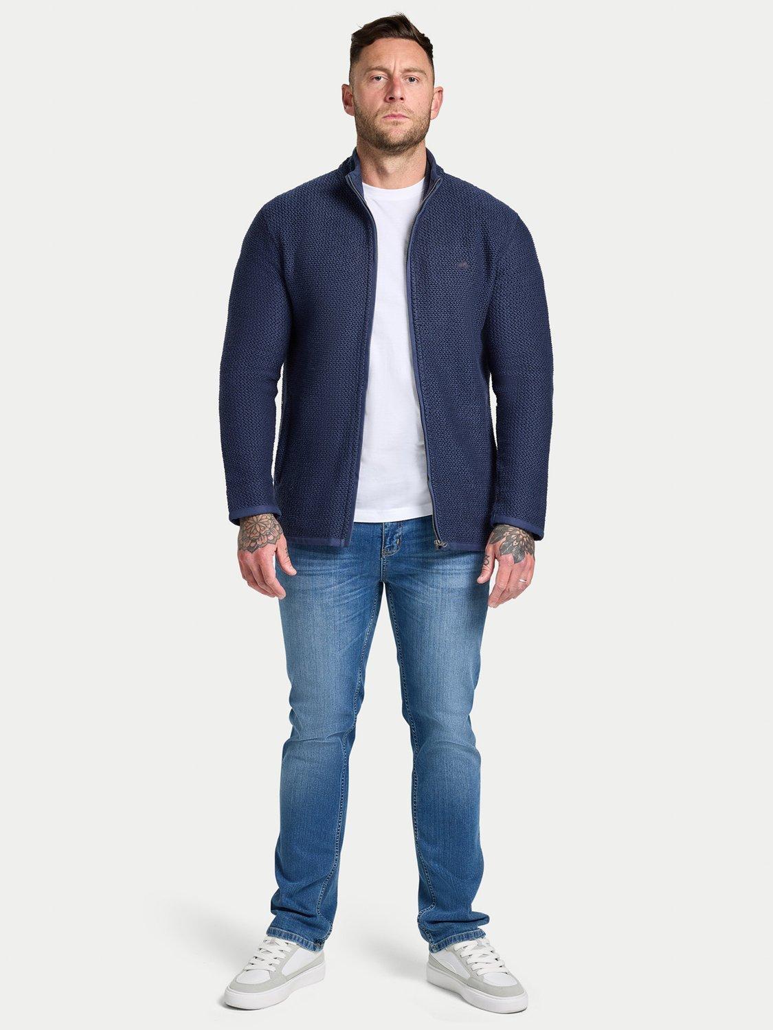 Product image 7 of 7, which shows Raging Bull Cotton Zip Through Textured Jacket, Navy, S