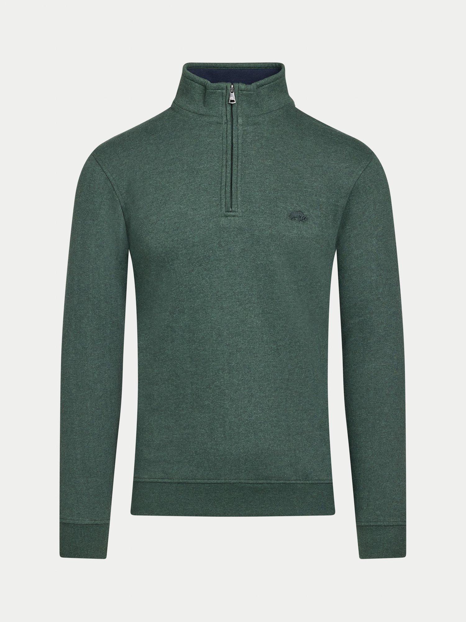 Product image 2 of 7, which shows Raging Bull Cotton Blend Quarter Zip Jumper, Forest, S