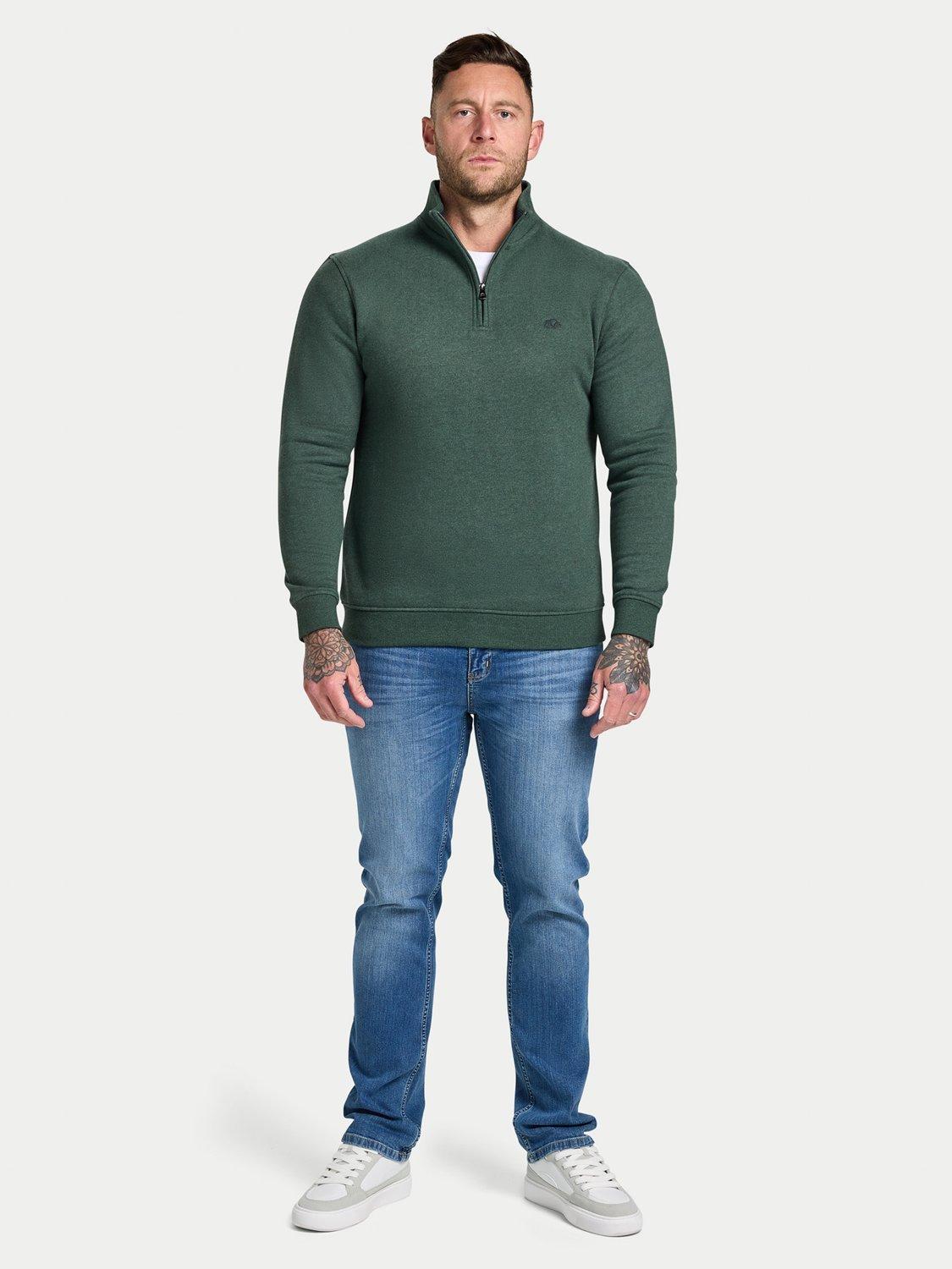 Product image 6 of 7, which shows Raging Bull Cotton Blend Quarter Zip Jumper, Forest, S