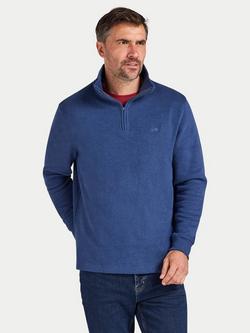 Raging Bull French Rib Quarter Zip Jumper, Denim Blue