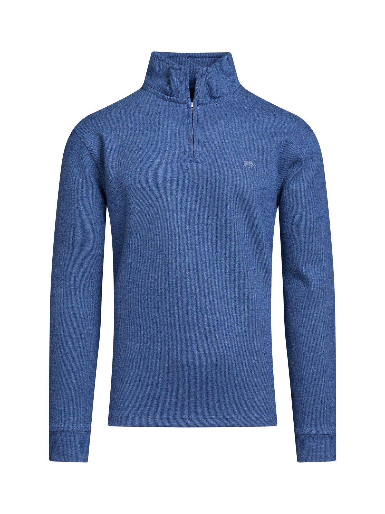 Product image 2 of 11, which shows Raging Bull French Rib Quarter Zip Jumper, Denim Blue, S