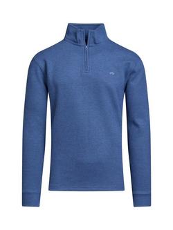 Raging Bull French Rib Quarter Zip Jumper - view 2, Denim Blue