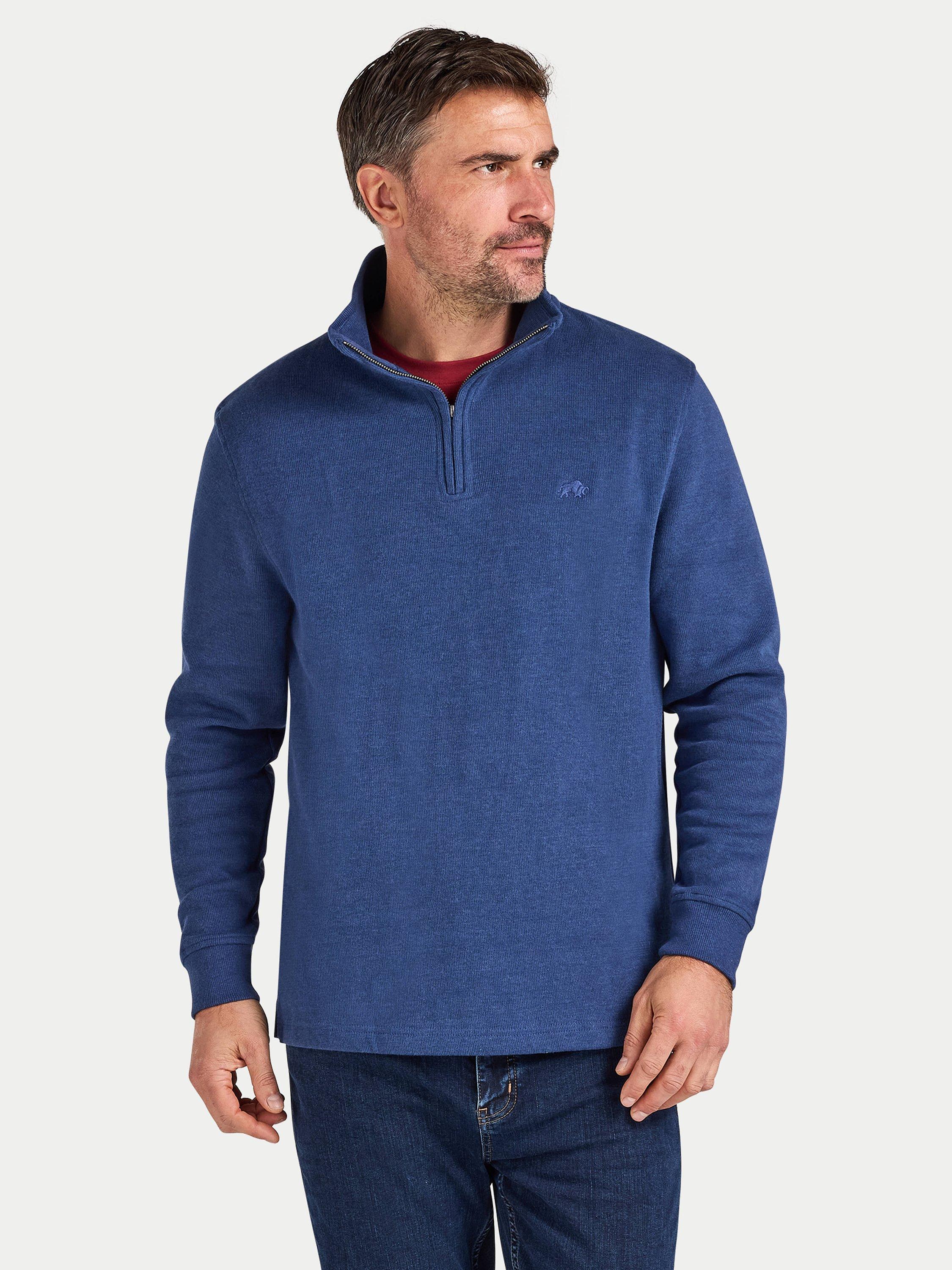 Product image 4 of 11, which shows Raging Bull French Rib Quarter Zip Jumper, Denim Blue, S