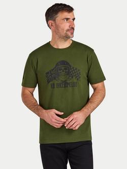 Raging Bull Cotton Regular Fit Bikers Club Graphic T-Shirt, Army Green, Army Green
