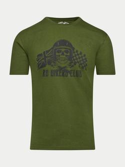 Raging Bull Cotton Regular Fit Bikers Club Graphic T-Shirt, Army Green - view 2, Army Green