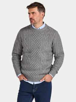 Raging Bull Wool Blend Cable Knit Jumper, Grey Marl, Grey Marl