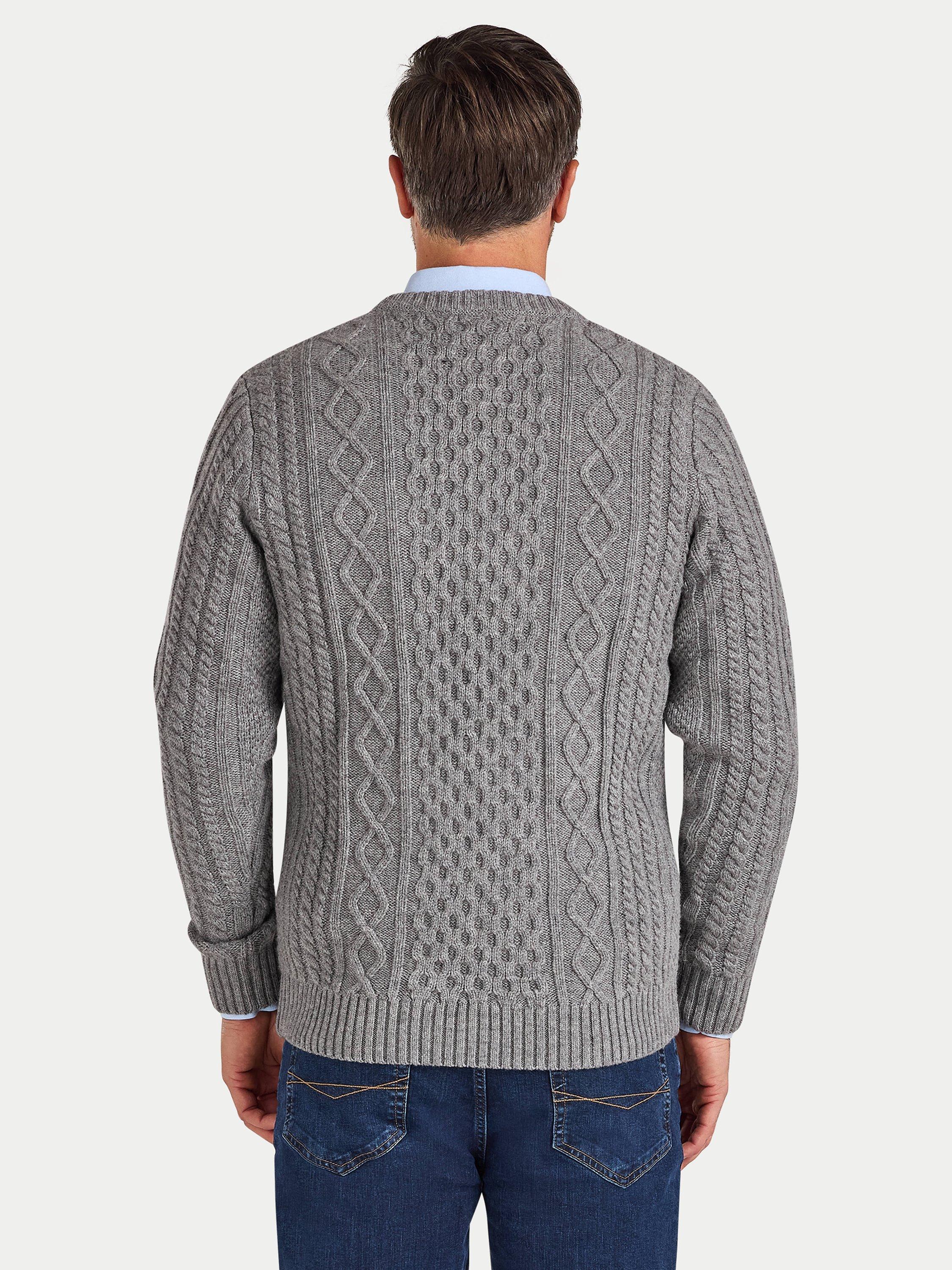 Product image 3 of 6, which shows Raging Bull Wool Blend Cable Knit Jumper, Grey Marl, S
