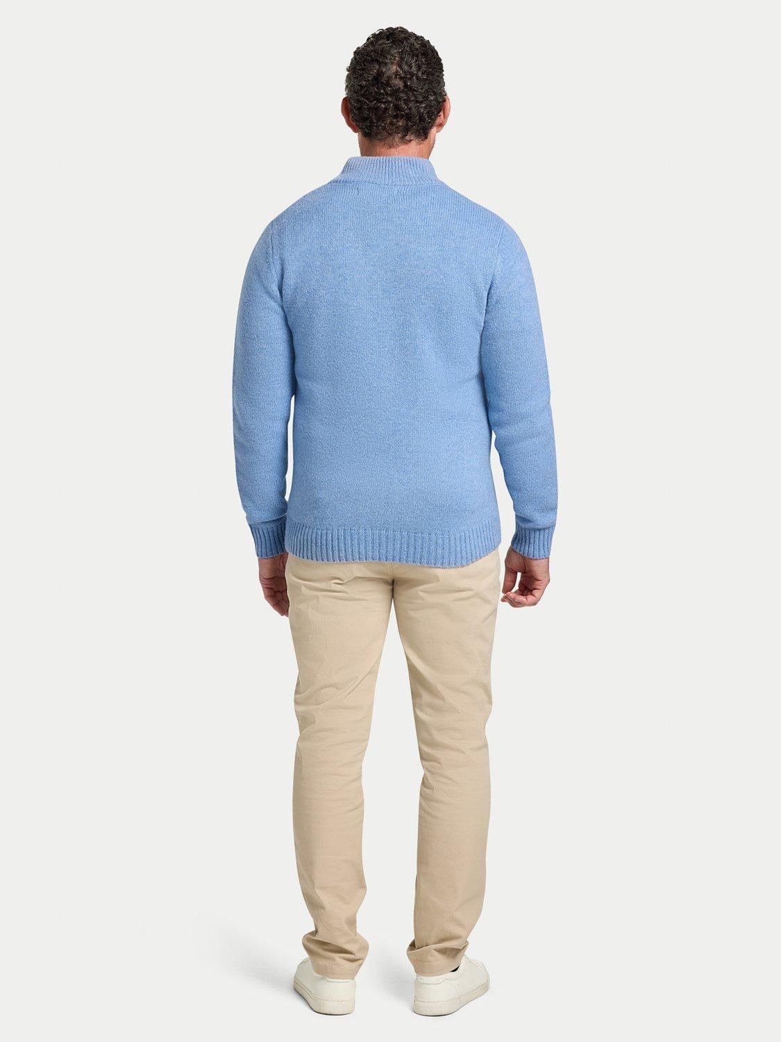 Product image 7 of 7, which shows Raging Bull Wool Blend Chunky Fleck Quarter Zip Jumper, Chambray, S