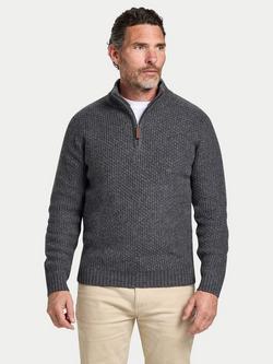 Raging Bull Wool Blend Chunky Quarter Zip Jumper, Dark Grey Marl, Dark Grey Marl