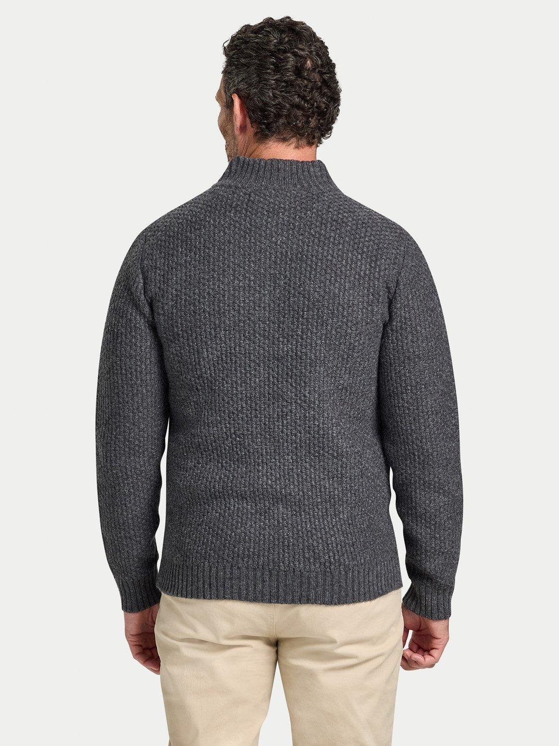 Product image 3 of 6, which shows Raging Bull Wool Blend Chunky Quarter Zip Jumper, Dark Grey Marl, S