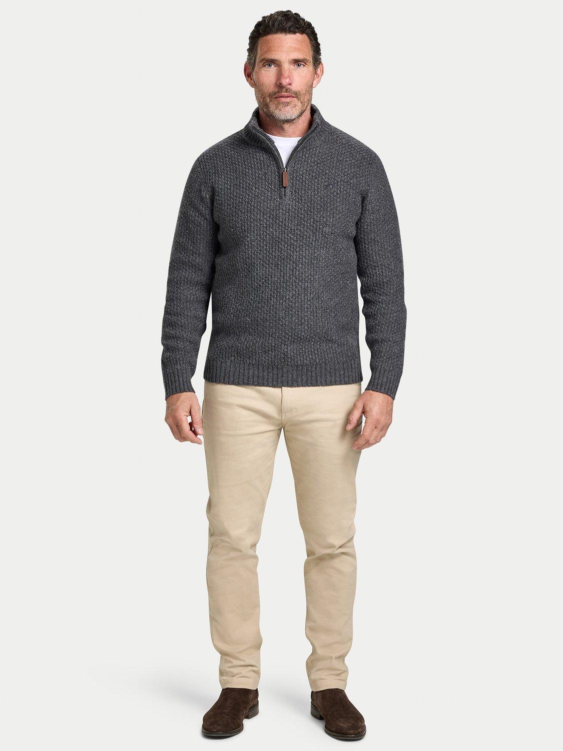 Product image 5 of 6, which shows Raging Bull Wool Blend Chunky Quarter Zip Jumper, Dark Grey Marl, S