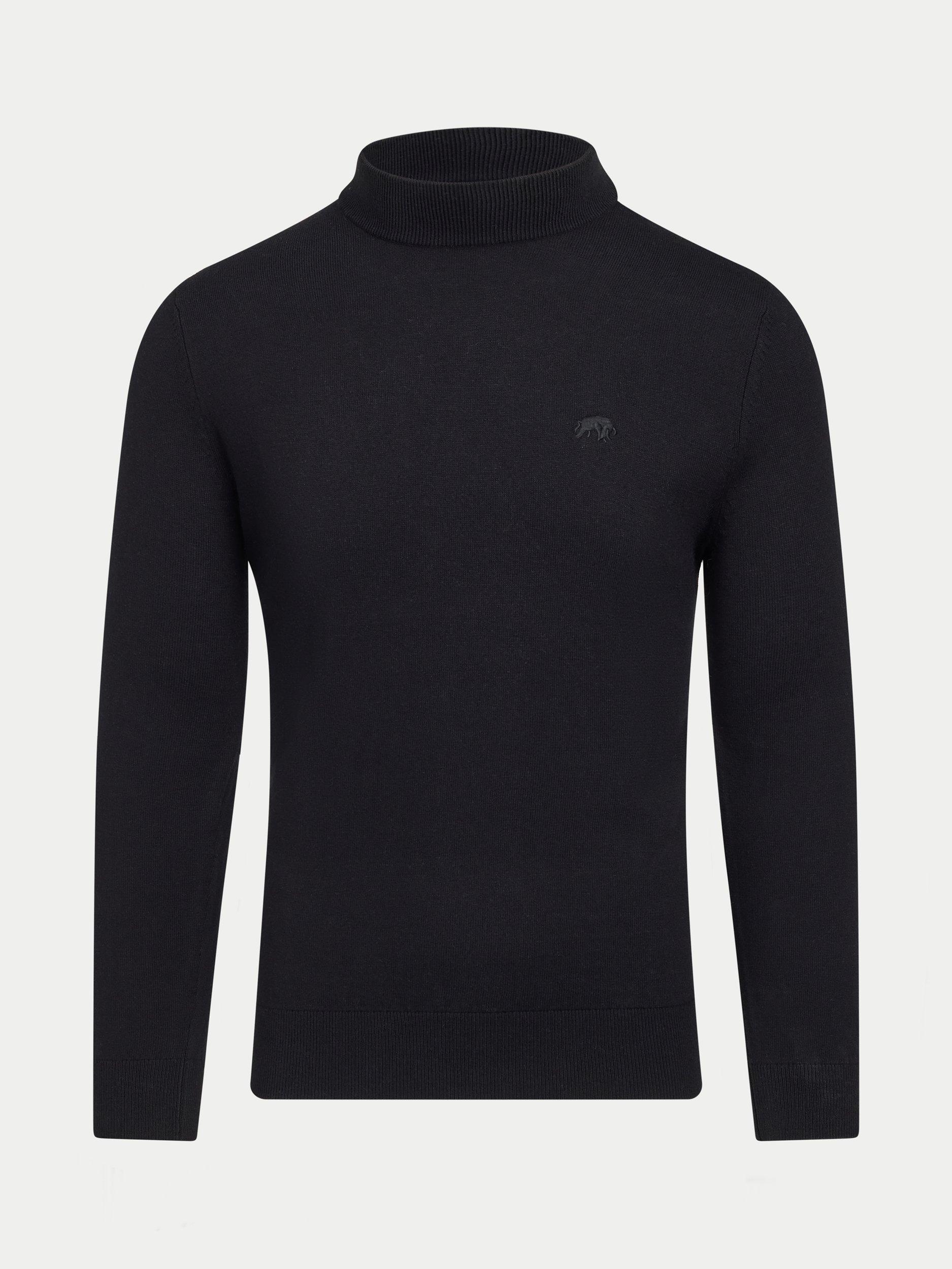 Product image 2 of 6, which shows Raging Bull Cashmere Blend Turtle Neck Jumper, Black, S