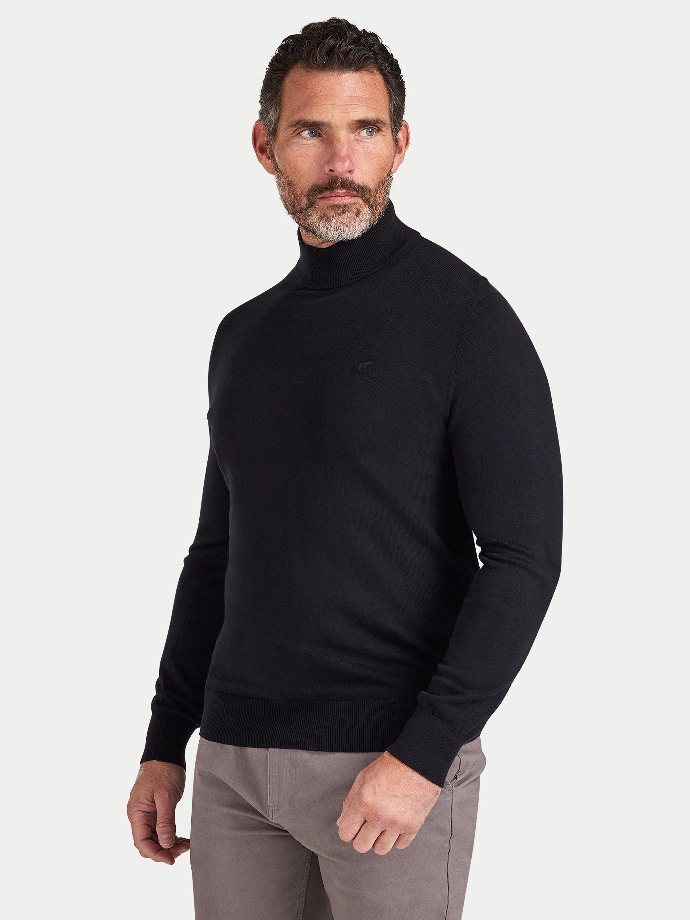 Product image 6 of 6, which shows Raging Bull Cashmere Blend Turtle Neck Jumper, Black, S