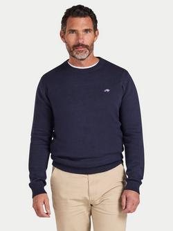 Raging Bull Cashmere Blend Crew Neck Knitted Jumper, Navy, Navy