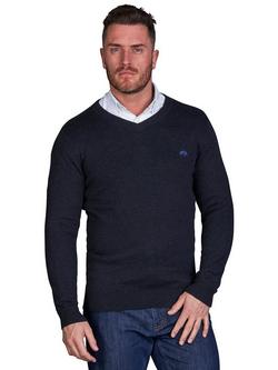 Raging Bull Cotton Cashmere Blend Classic V-Neck Knit Top, Black