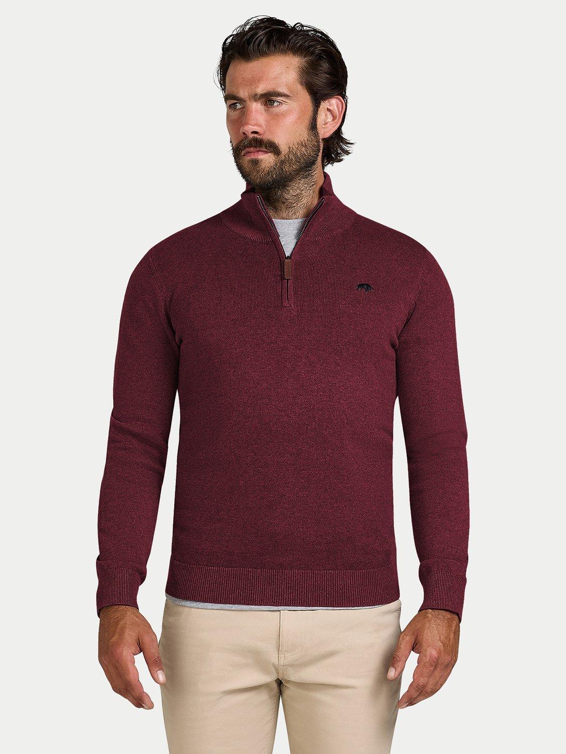 Product image 1 of 7, which shows Raging Bull Classic Quarter Zip Jumper, Berry, S
