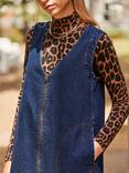 Ro&Zo Petite Zip Front Denim Mini Dress, Blue