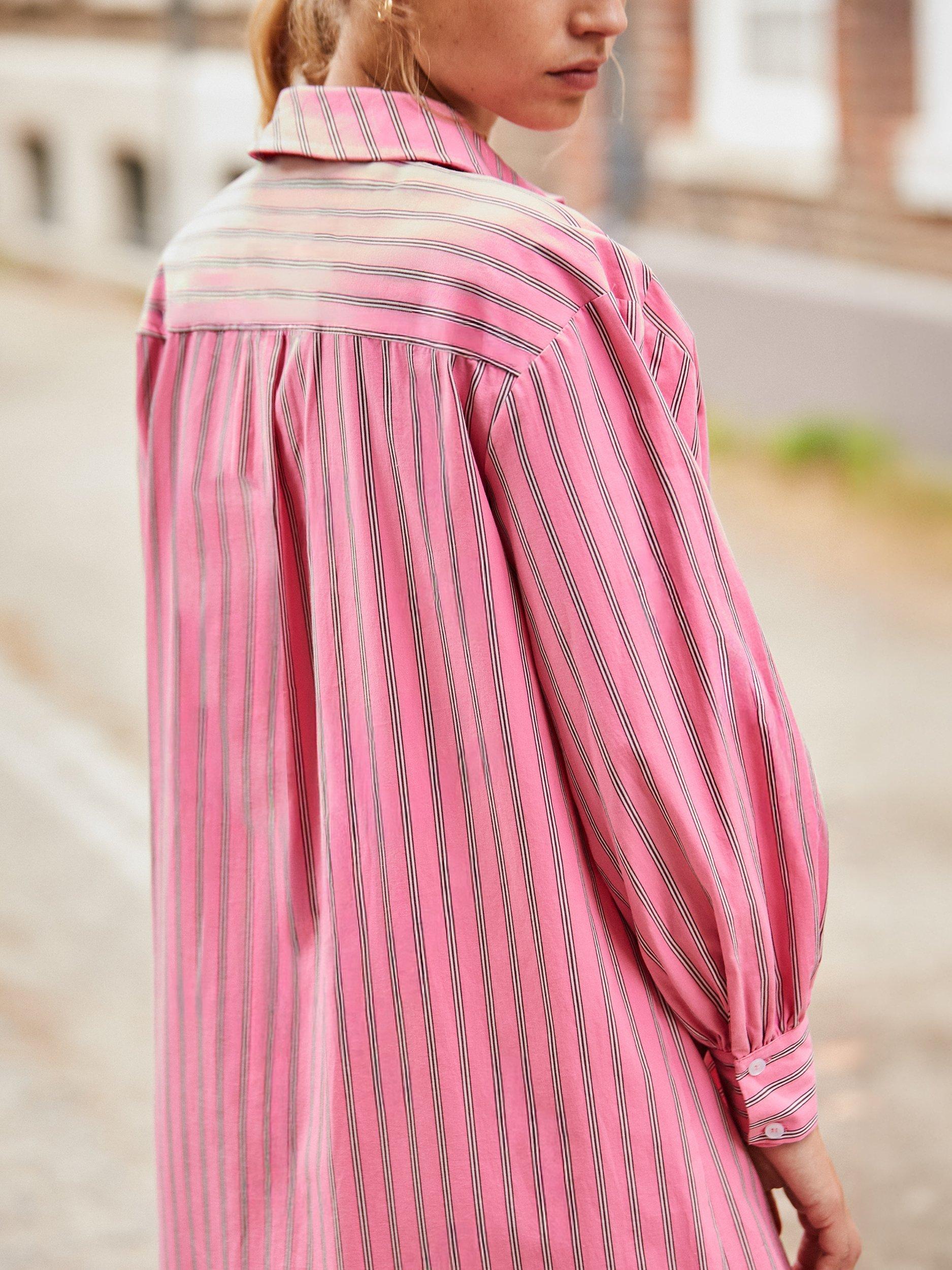 Product image 5 of 5, which shows Ro&Zo Stripe Shirt Maxi Dress, Pink, 8