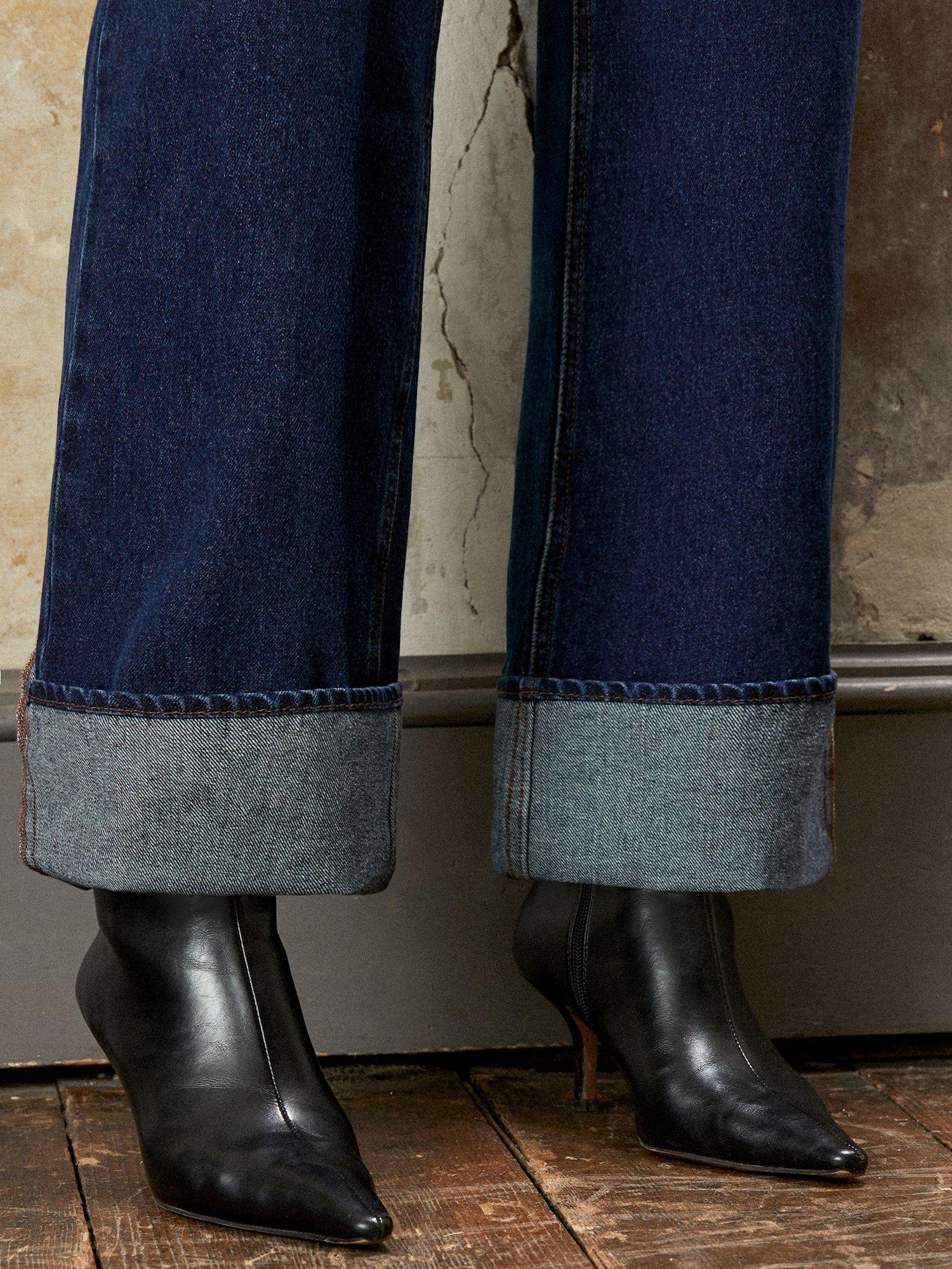 Product image 2 of 6, which shows Ro&Zo Turn Up Hem Jeans, Blue, 8