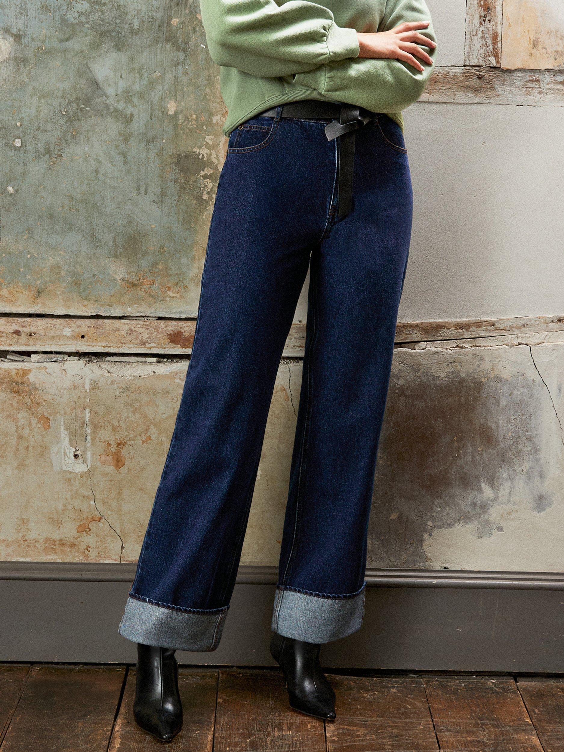 Product image 3 of 6, which shows Ro&Zo Turn Up Hem Jeans, Blue, 8