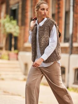 Ro&Zo Textured Faux Fur Gilet, Brown, Brown