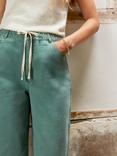 Ro&Zo Drawstring Waist Wide Leg Jeans, Green