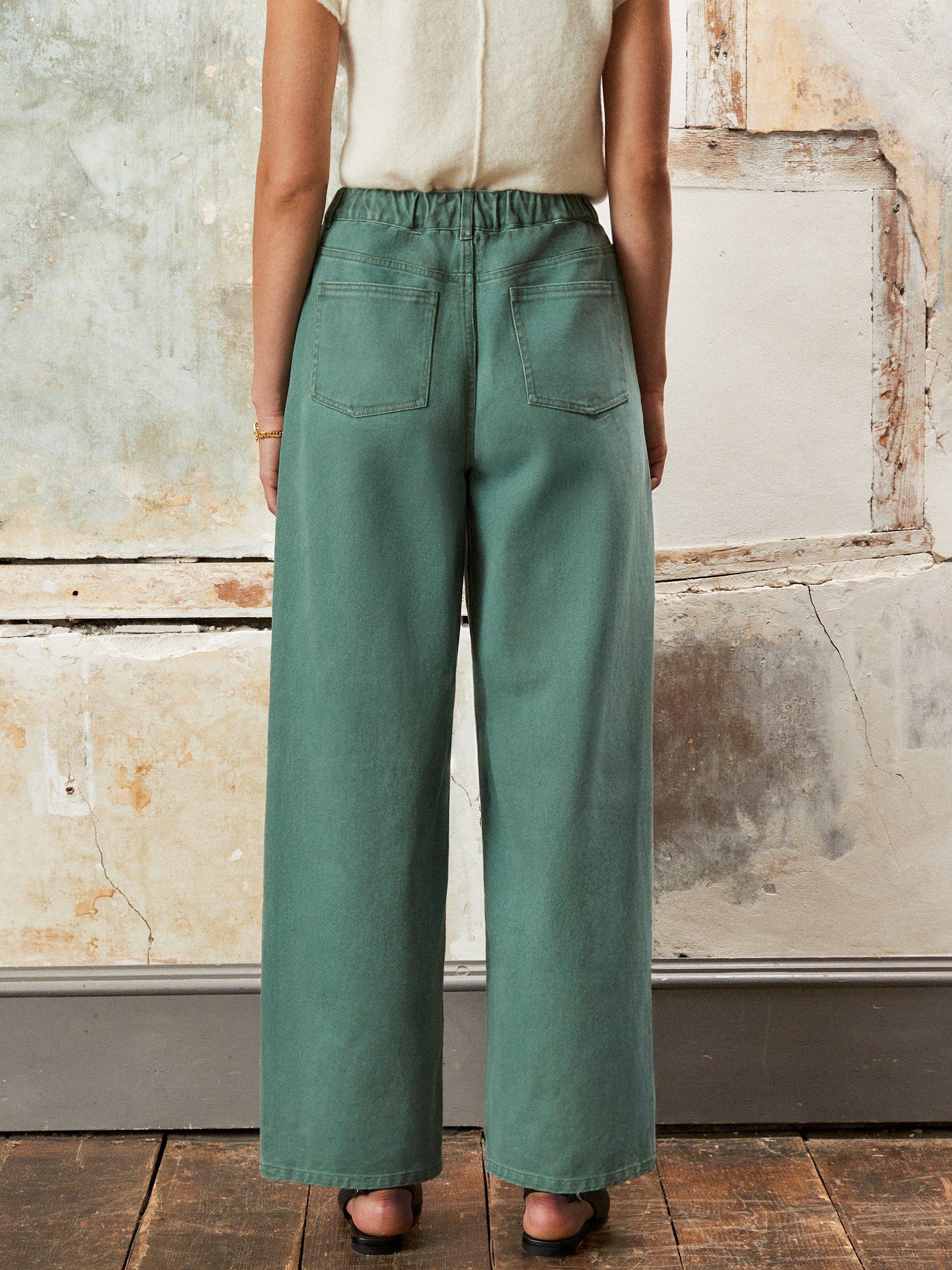 Product image 6 of 6, which shows Ro&Zo Drawstring Waist Wide Leg Jeans, Green, 6