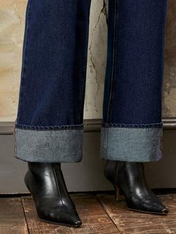 Ro&Zo Petite Turn Up Hem Jeans, Blue - view 2, Blue