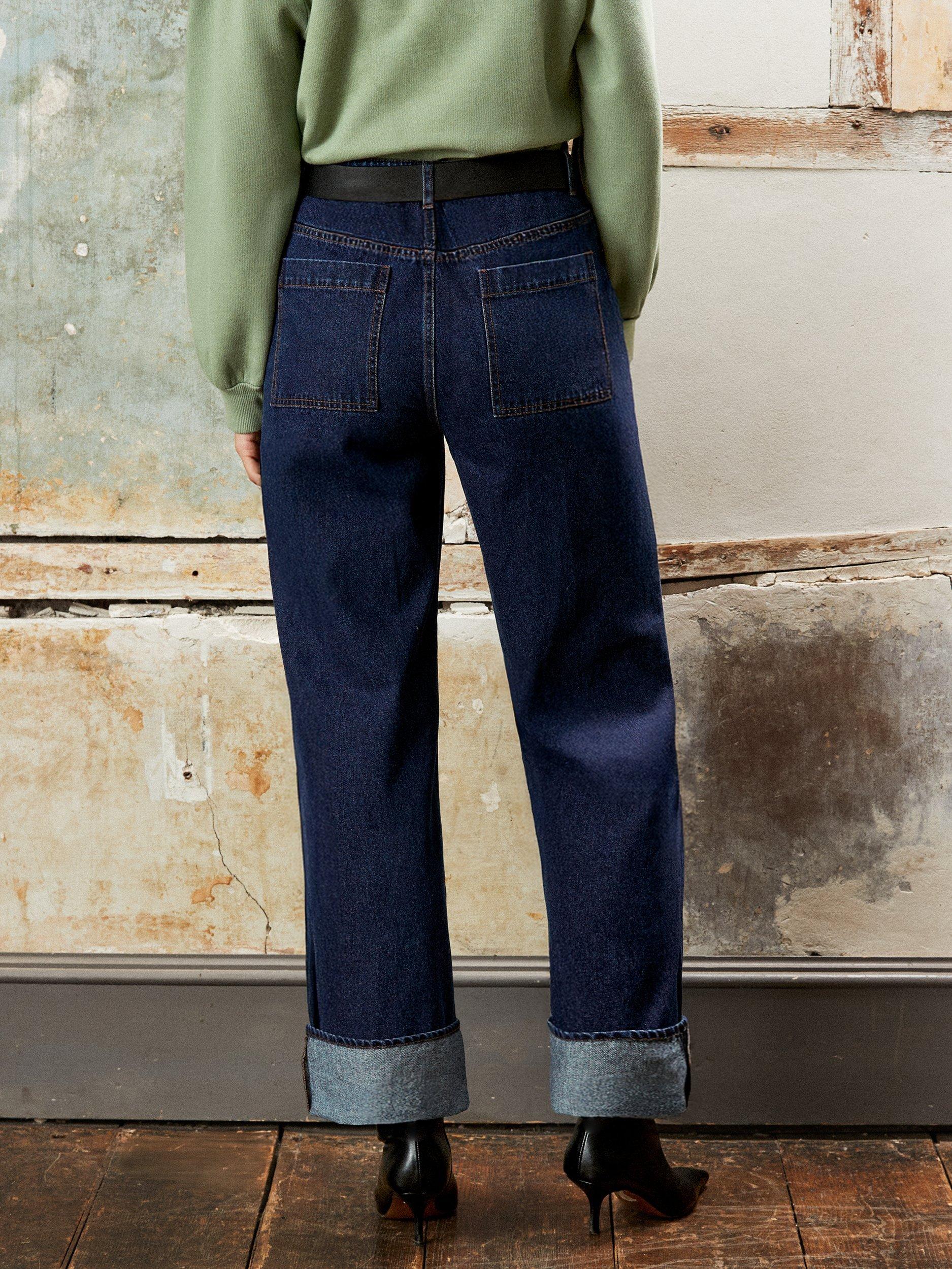 Product image 6 of 6, which shows Ro&Zo Petite Turn Up Hem Jeans, Blue, 16Pt
