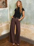 Ro&Zo Mid Rise Wide Leg Jeans, Brown