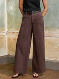 Ro&Zo Mid Rise Wide Leg Jeans, Brown