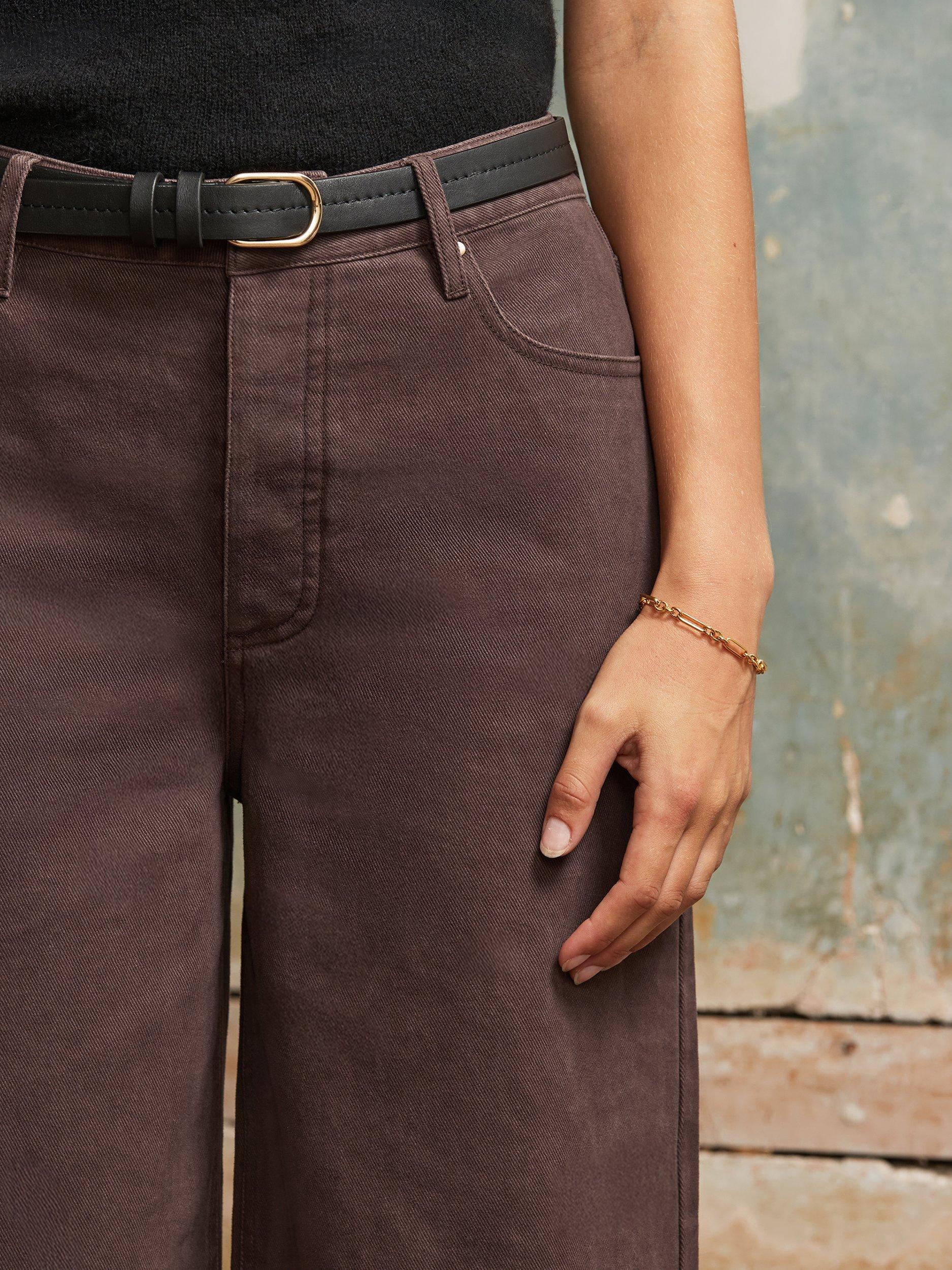 Product image 3 of 4, which shows Ro&Zo Mid Rise Wide Leg Jeans, Brown, 12