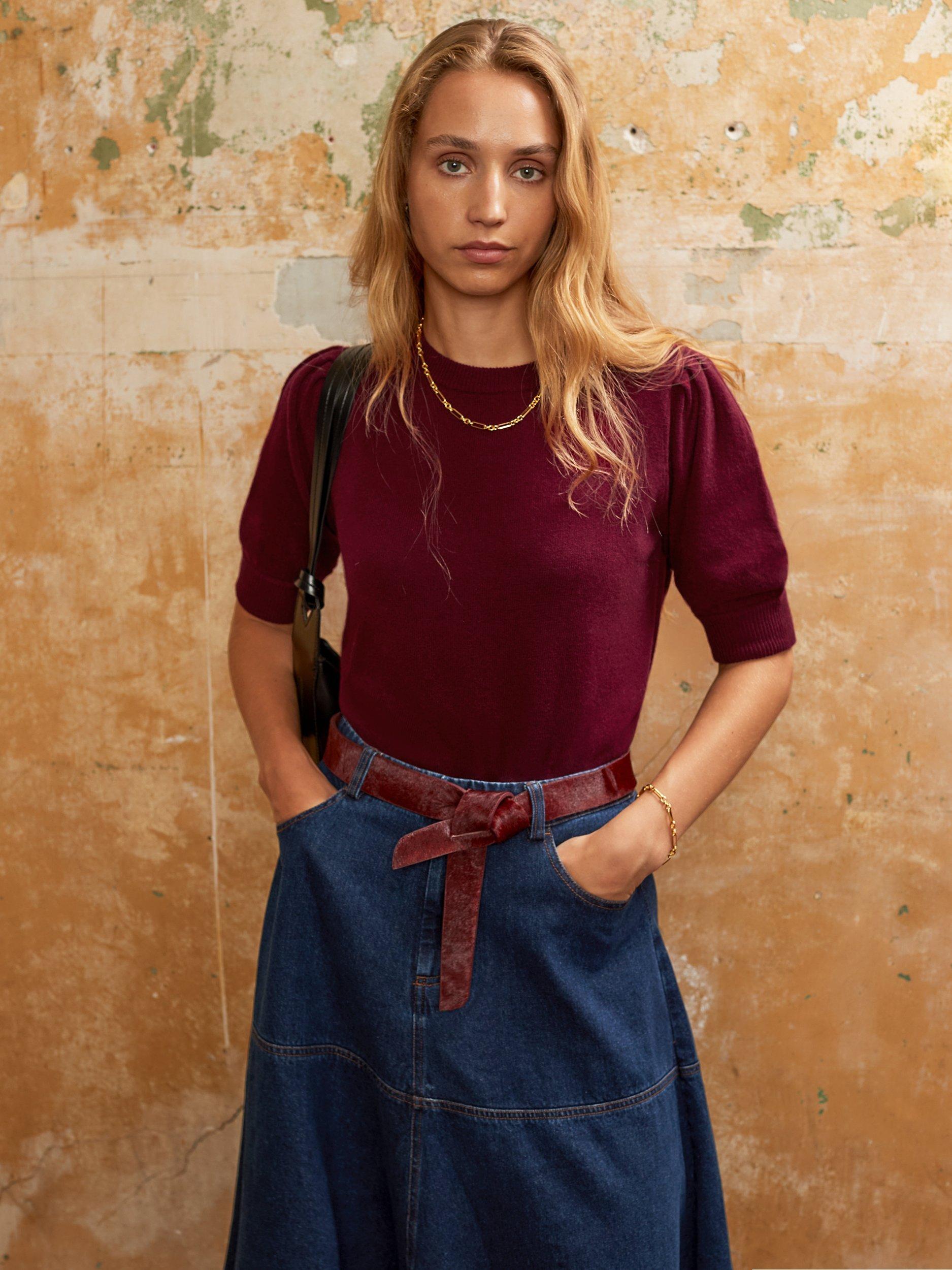 Ro&Zo Elbow Sleeve Wool Blend Jumper, Red