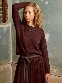 Ro&Zo Floral Applique Jumper, Brown - view 2, Brown