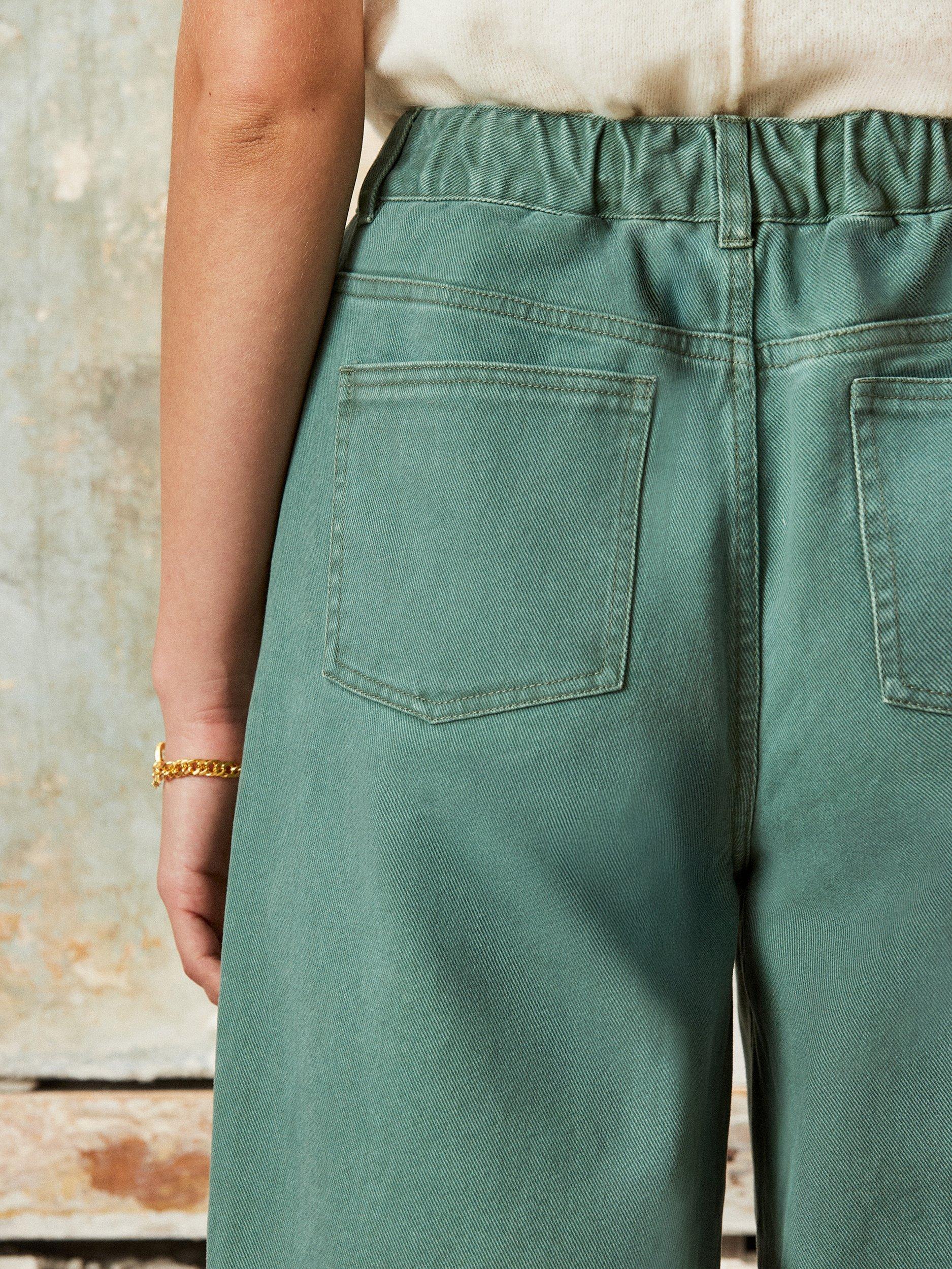 Product image 5 of 6, which shows Ro&Zo Petite Drawstring Waist Jeans, Mid Green, 6Pt