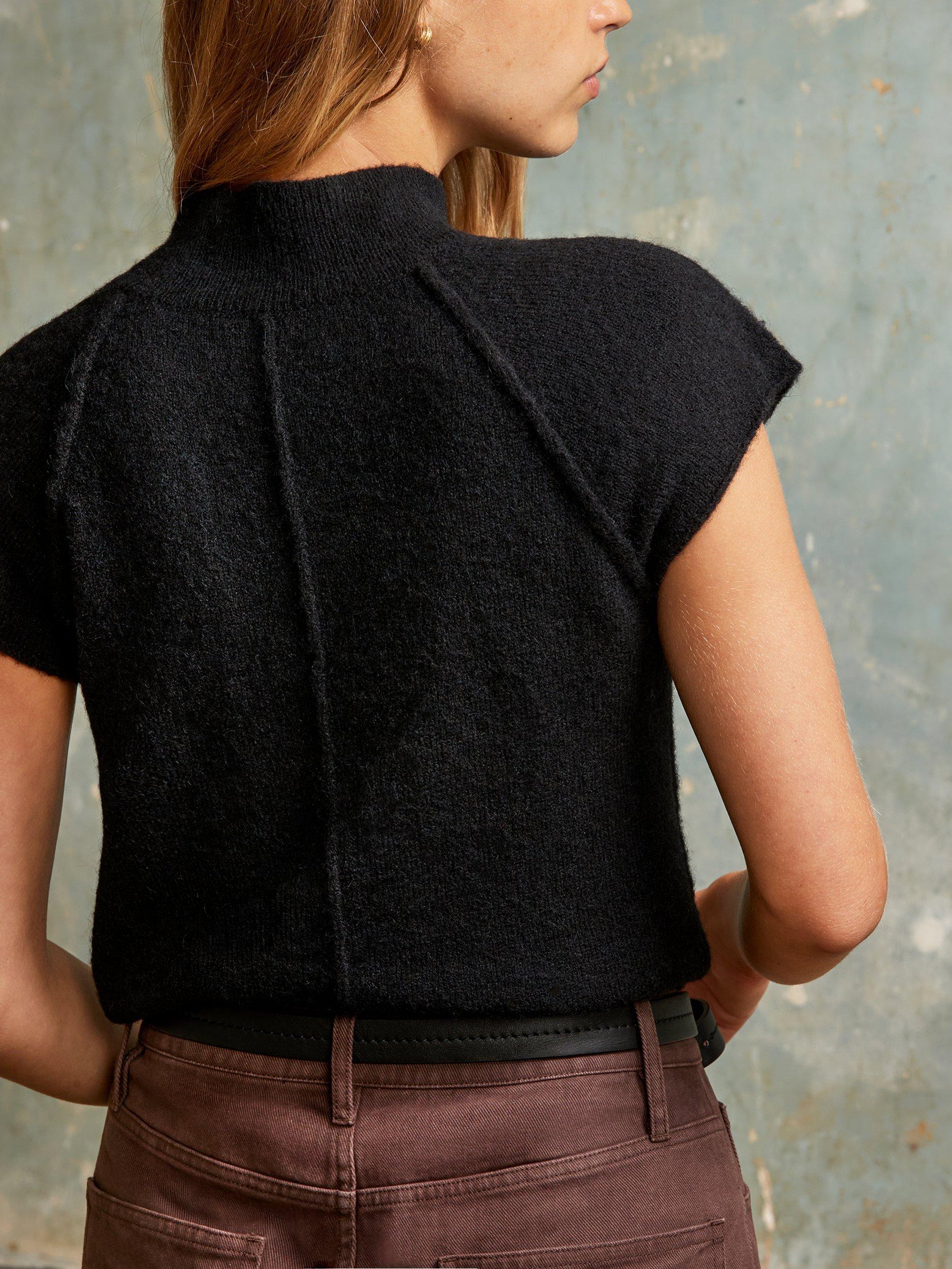 Product image 4 of 4, which shows Ro&Zo Roll Neck Wool Rich Knit Top, Black, S