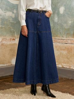 Ro&Zo Denim Full Maxi Skirt, Blue - view 2, Blue
