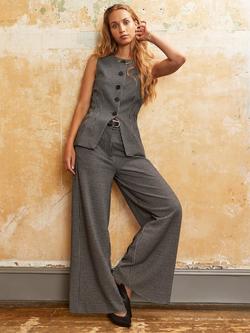 Ro&Zo Houndstooth Tailored Trousers, Grey - view 2, Grey