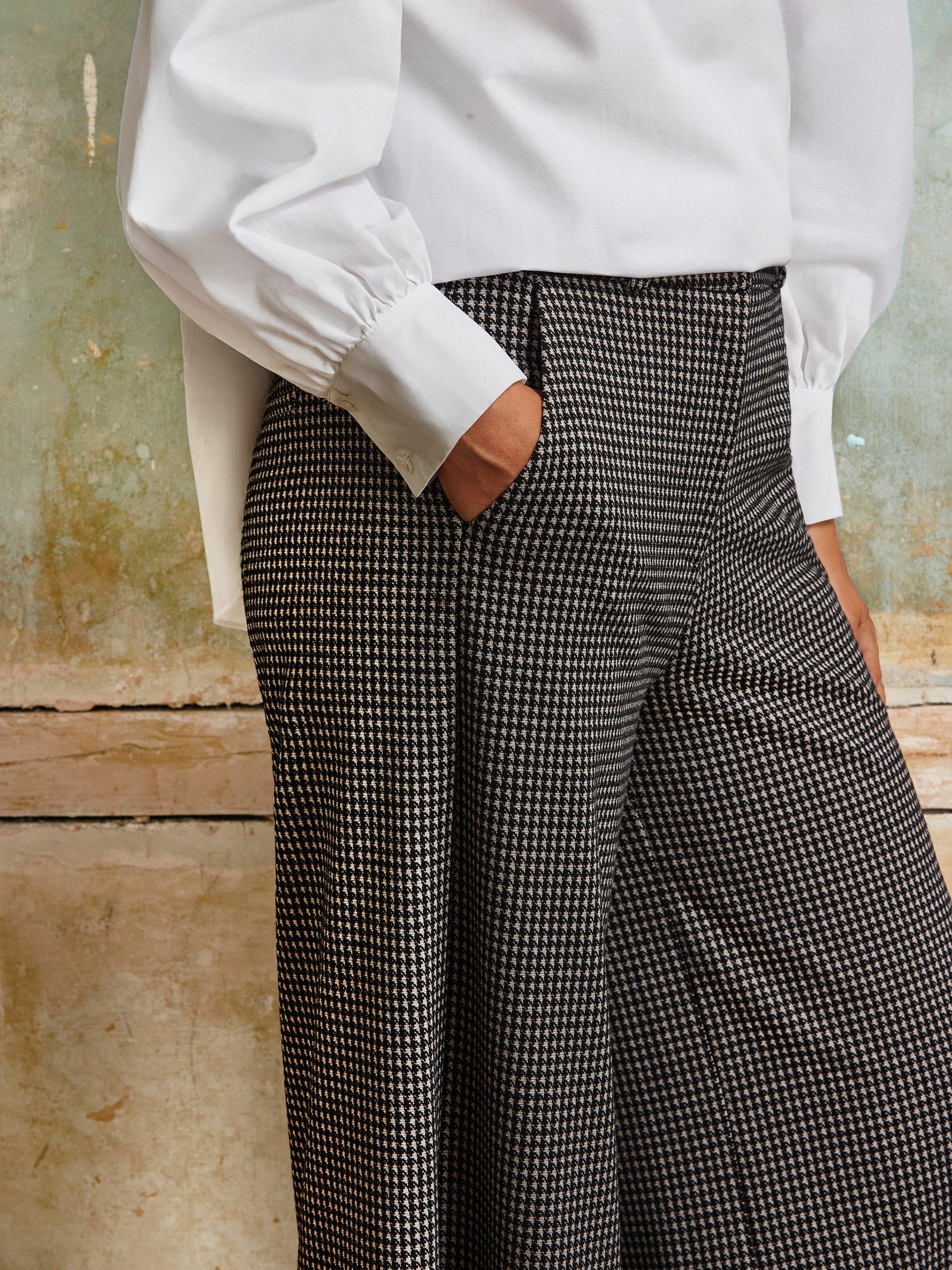 Product image 4 of 6, which shows Ro&Zo Houndstooth Tailored Trousers, Grey, 6