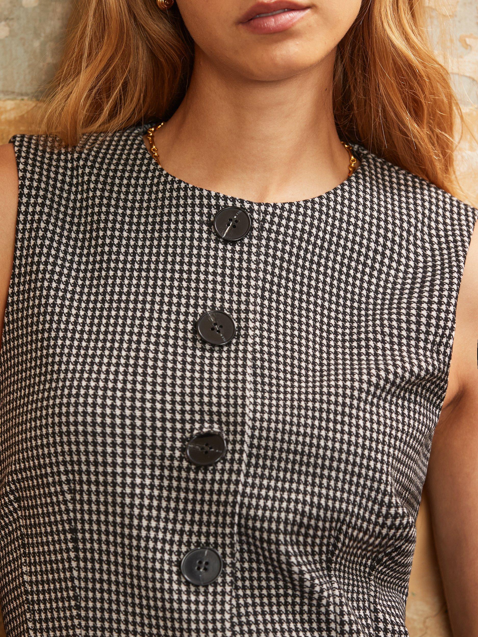 Product image 3 of 5, which shows Ro&Zo Houndstooth Tailored Waistcoat, Grey, 14