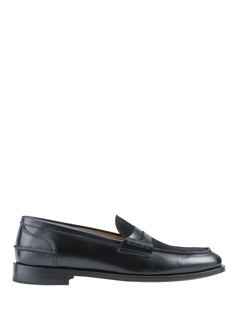 Product image 1 of 5, which shows Jones Bootmaker Creed Leather Loafers, Black-black Suede, 6