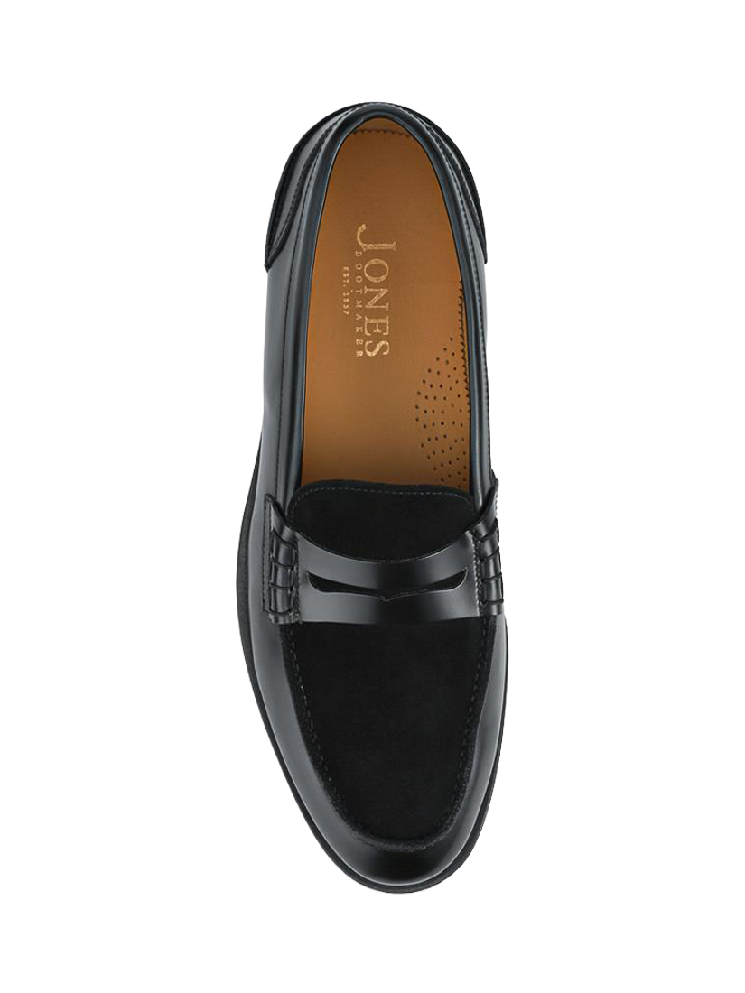 Product image 4 of 5, which shows Jones Bootmaker Creed Leather Loafers, Black-black Suede, 6