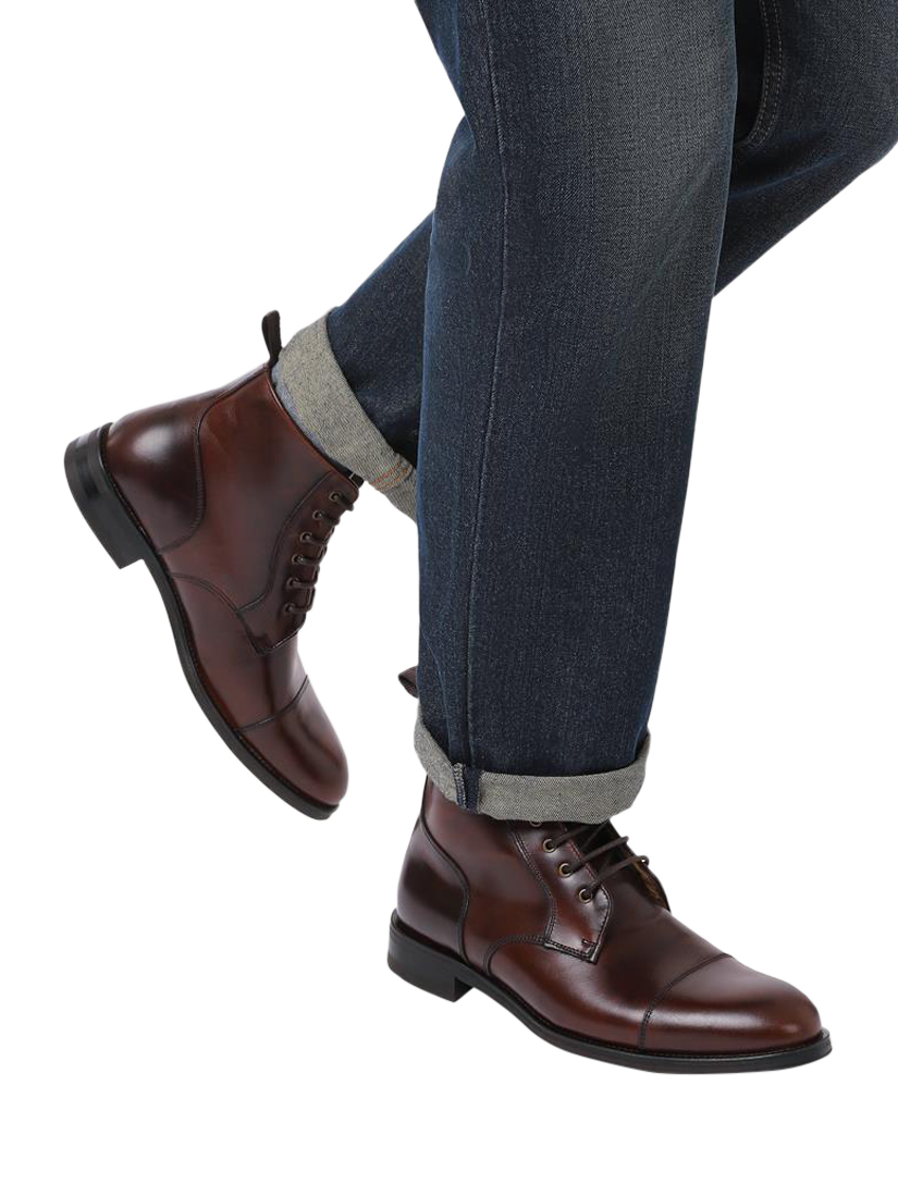 Product image 2 of 6, which shows Jones Bootmaker Chalkwell Lace-Up Boots, Cognac, 6