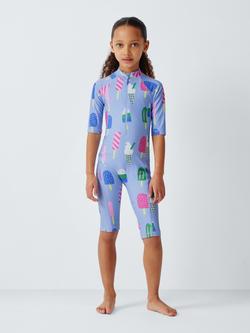 John Lewis Kids' Lollies UPF 50+ Sunpro Swimsuit, Blue - view 2, Blue