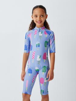 John Lewis Kids' Lollies UPF 50+ Sunpro Swimsuit, Blue, Blue