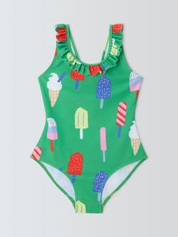 John Lewis Kids' Lollies Swimsuit, Green, Green