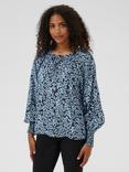 KAFFE Amanda Floral Top, Black/Windsurfer