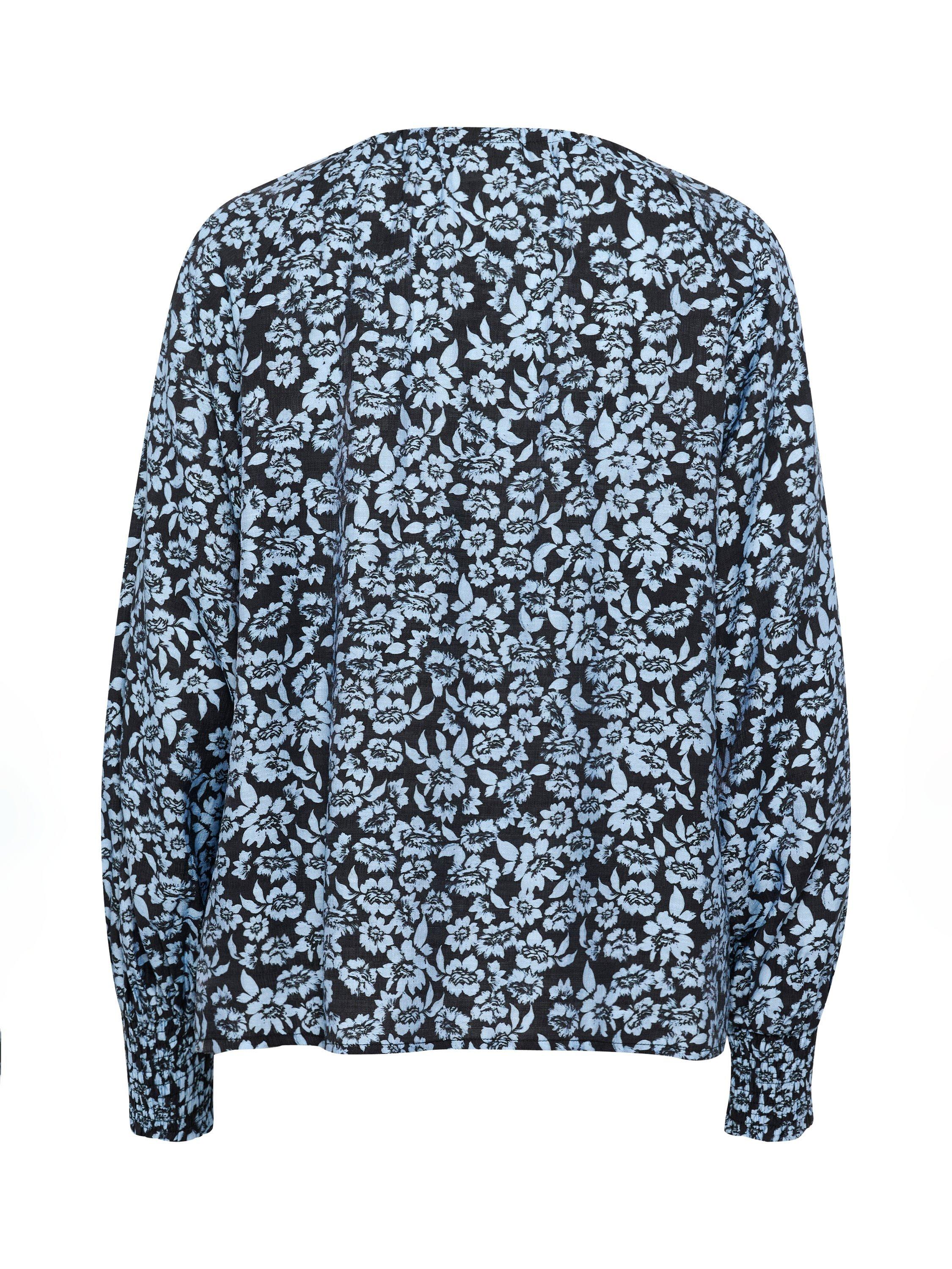 Product image 6 of 6, which shows KAFFE Amanda Floral Top, Black/Windsurfer, 8